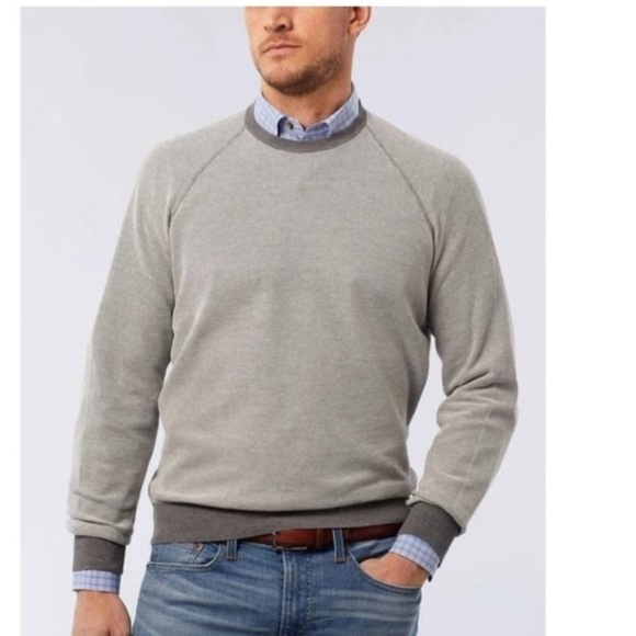 David Donahue Cotton Oxford Knit Raglan Sweater - Picture 3 of 7